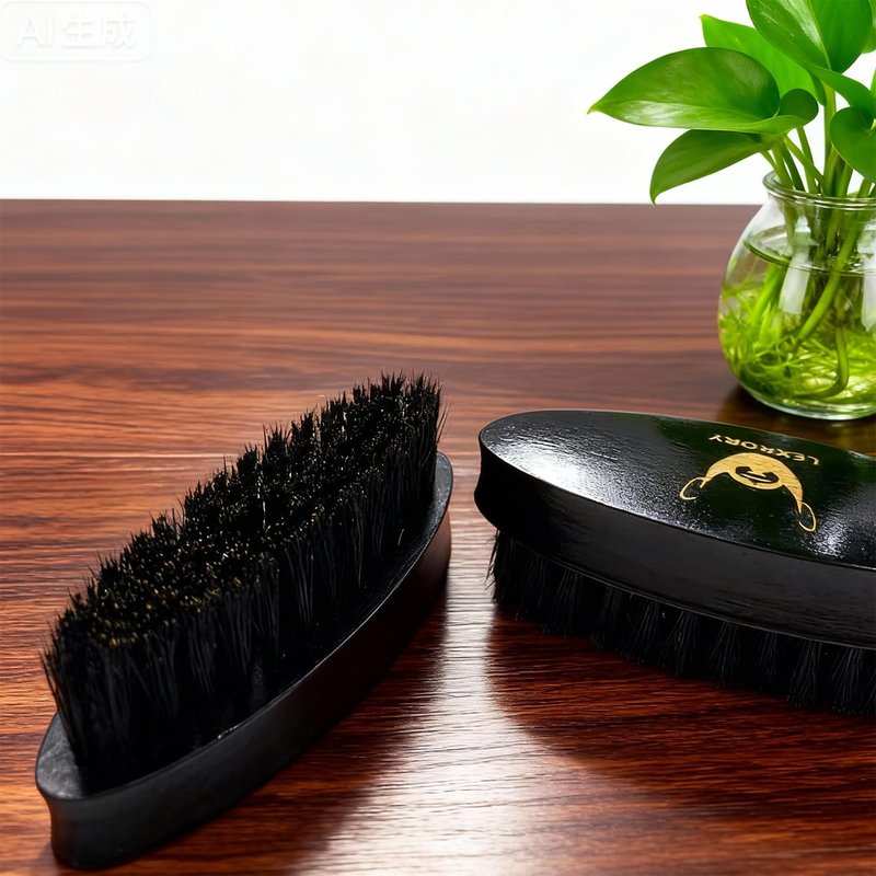 Travel Beard Brush for Men - Natural Boar Bristle Hair Brush, Mini Soft Beard Brush for Pocket Travel Men's Wooden Grooming Brush with Bag