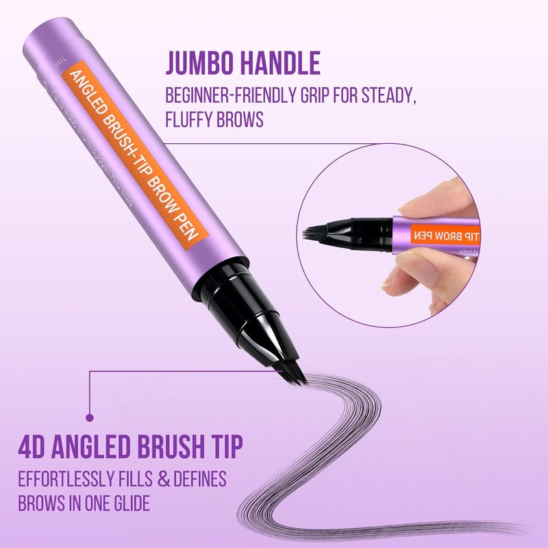 Vevivia Eyebrow Pen - 4D Micro Brush-Tip for Natural Hair-Like Strokes | Long-Lasting Waterproof Dark Brown