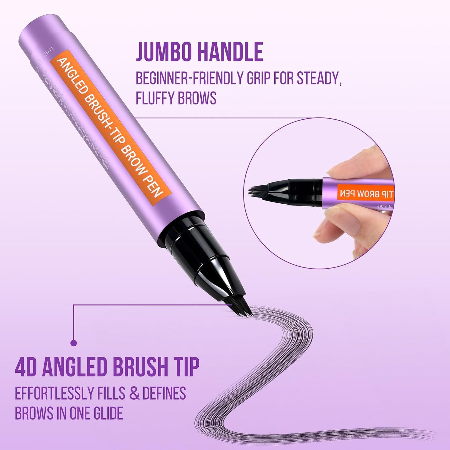Eyebrow Pen - 4D Micro Brush-Tip for Natural Hair-Like Strokes | Waterproof Light Brown, Long-Lasting Fluffy Brows