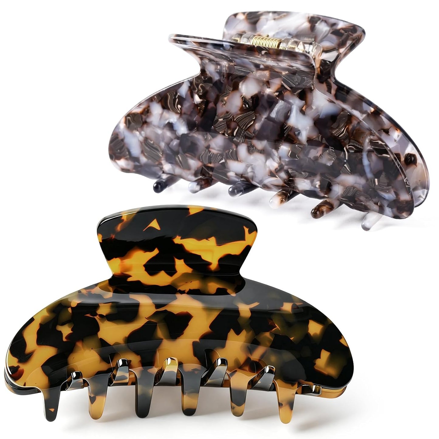 Hair Claw Banana Clips - Tortoise & Leopard Print Celluloid Barrettes | Large Fashion Accessories for Women