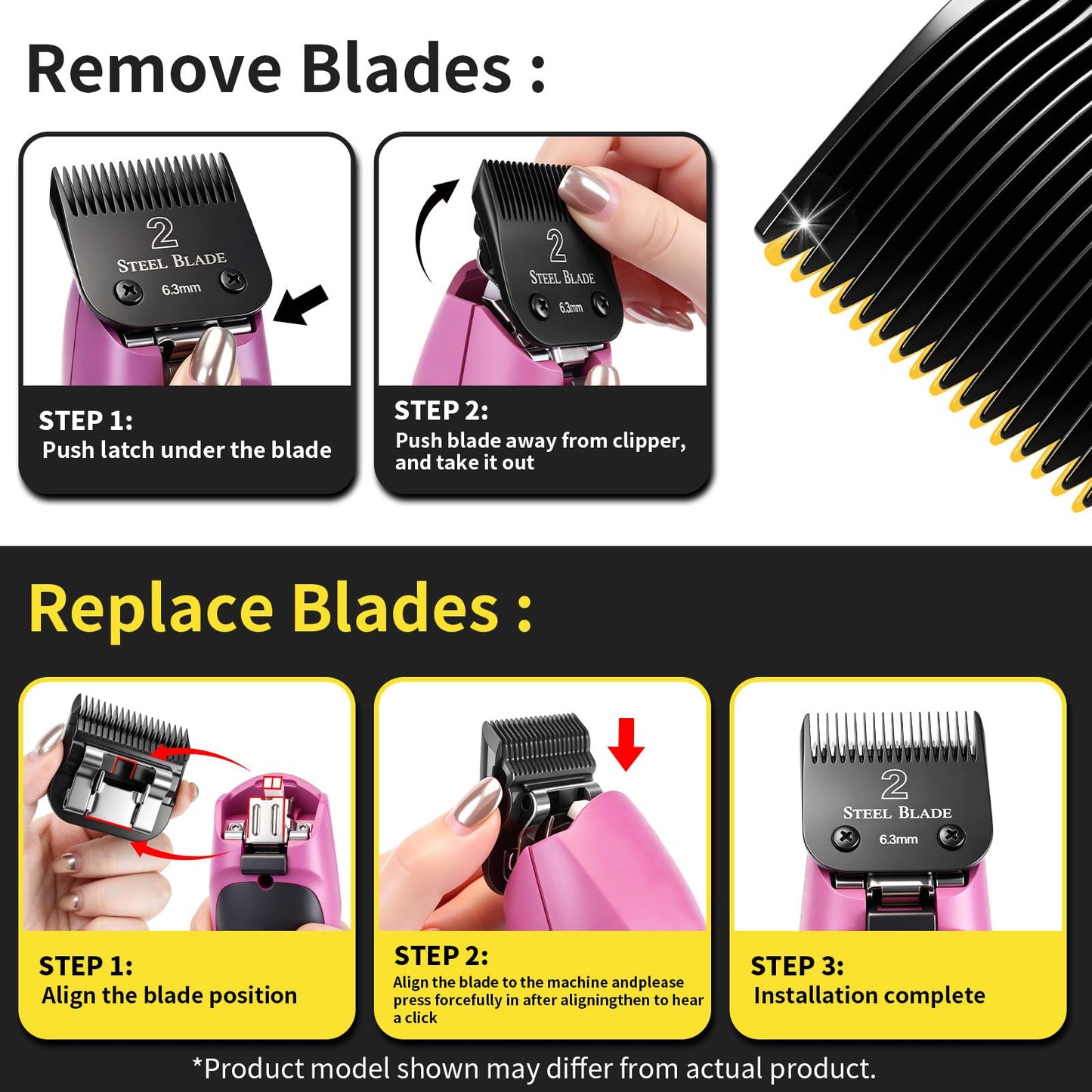Size 5/8" HT Detachable Replacement Blade, Compatible with Andis, Wahl, Oster Classic 76 Clippers, 5/8-Inch (16mm) Cutting Length, Stainless Steel for Durability