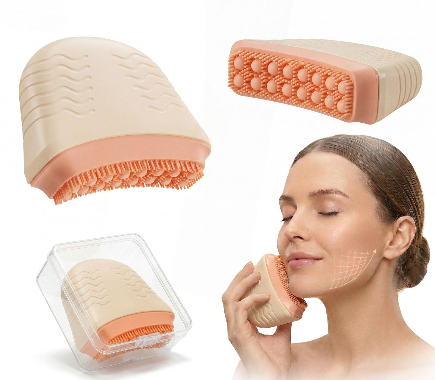 New Lymphatic Contour Face Brush, Silicone Face Brush for Lymphatic Drainage, Ergonomic Facial Lymphatic Drainage Brush for Chin & Neck, Sculpting & Lifting Facial Massage Tool, Reduces Puffiness