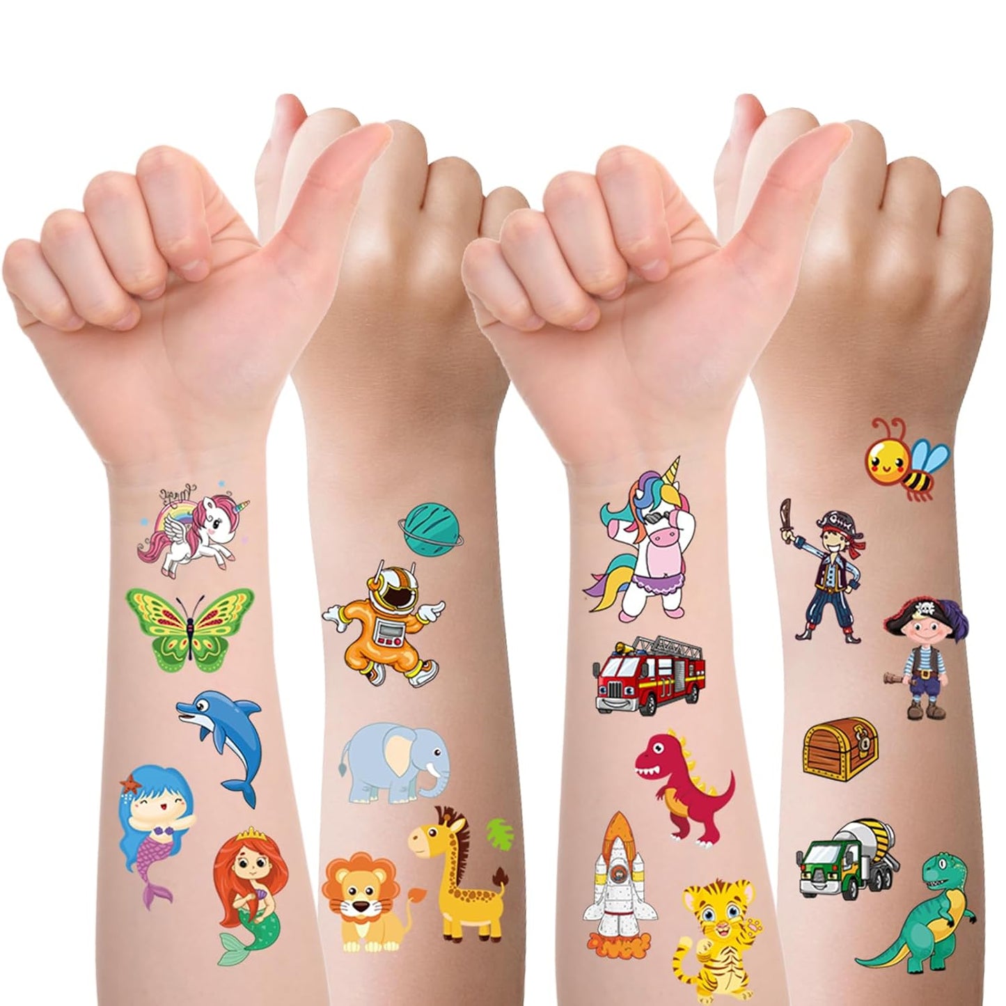 Temporary Tattoos for Kids - 300+ Fun Styles | Space, Dinosaurs, Butterflies & More