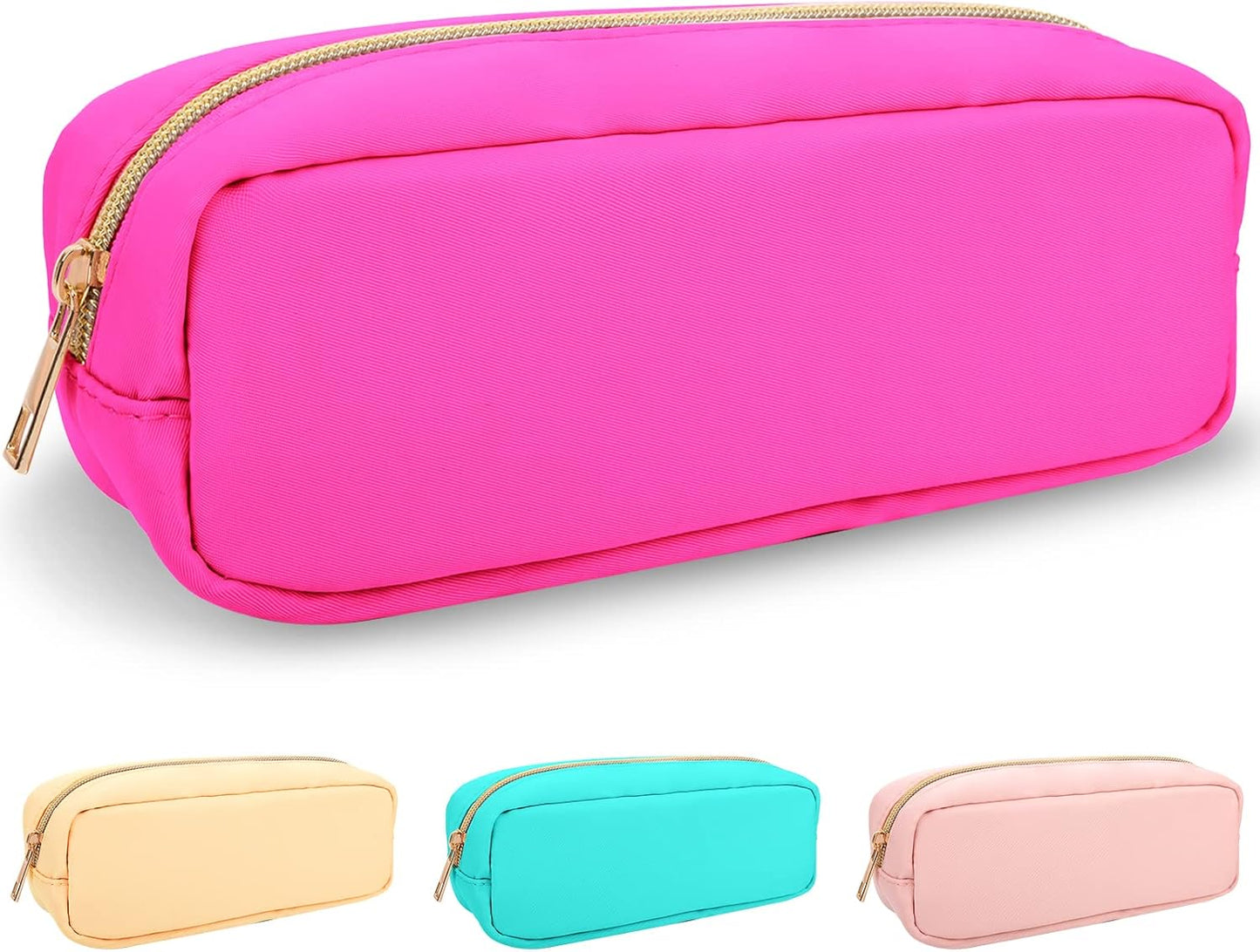 Floral Makeup Bag - Cute Pink Nylon Zipper Pouch for Travel | Waterproof Cosmetic Organizer for Women