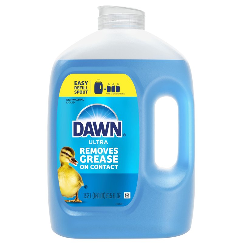 Dawn Ultra Original Dish Soap Refill Jug, Large Size Original Blue Liquid Dishwashing Detergent, Powerful Dish Soap for Grease, 51.5 oz