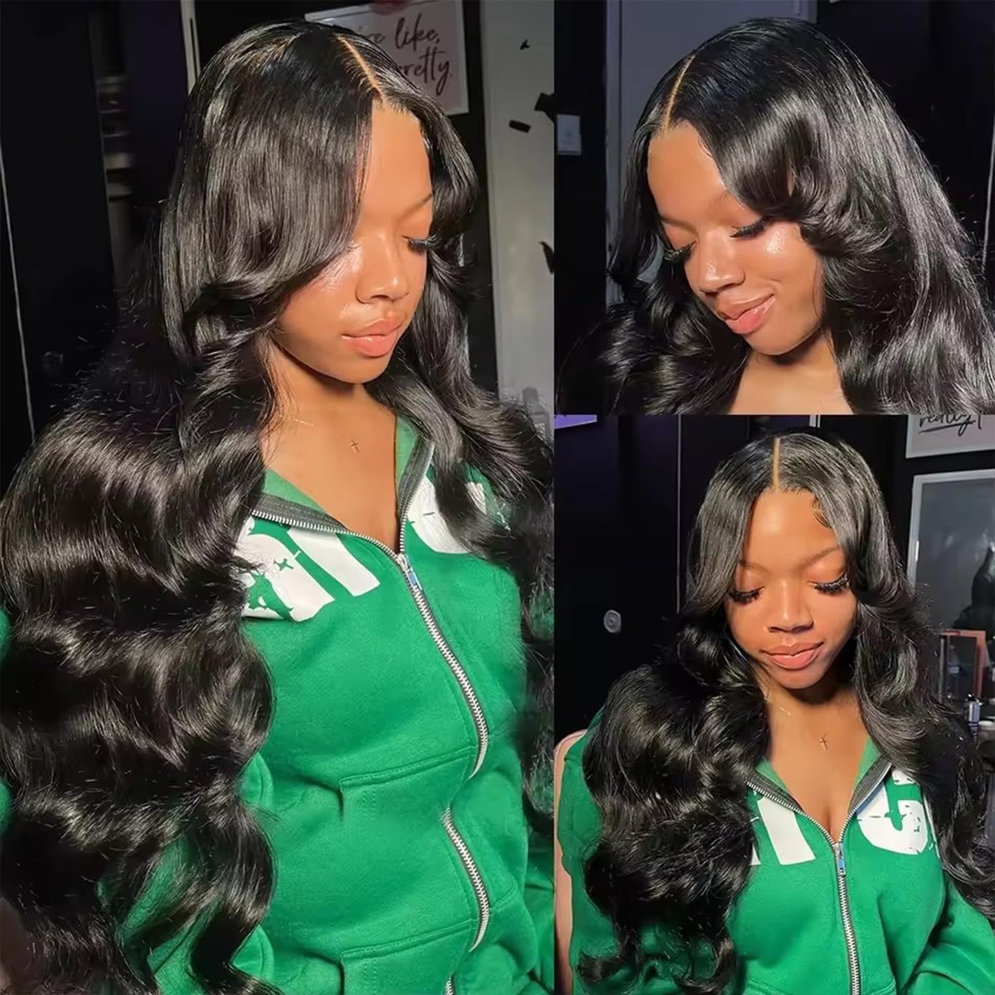30 Inch Body Wave Lace Front Wig - Glueless Pre-Cut Highlight Ombre 1B/30 | 220% Density for Women