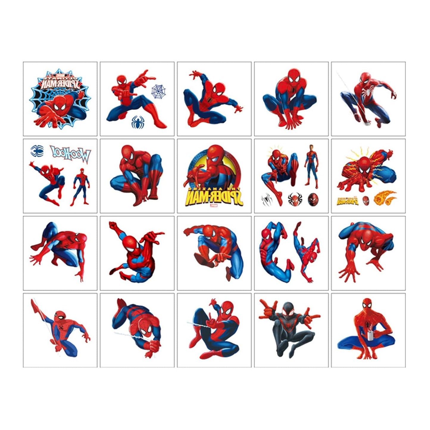 Spider-Man Temporary Tattoos - 20 Sheets of Fun Birthday Party Favors | Cartoon Decoration Stickers for Kids