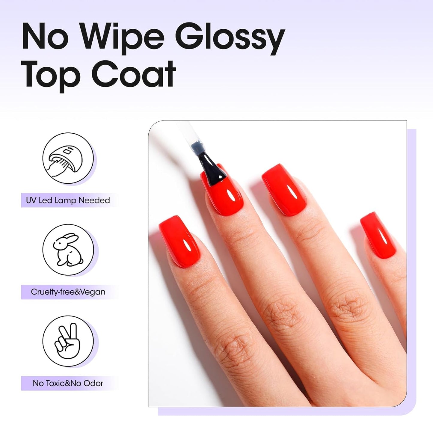 GELLEN No Wipe Gel Top Coat Set - 2 Pcs 18 ml Glossy Nail Polish for Home Salon Manicure