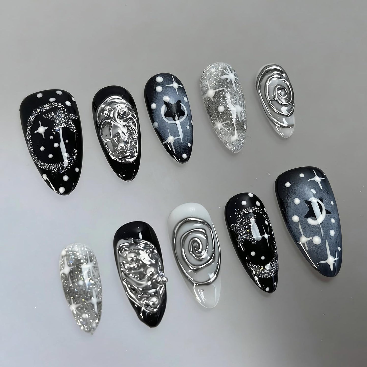 Summer Beach Press-On Nails Set - 24Pcs Medium Almond Floral Design with 3D Starfish & Seashell | Full Cover Ocean Manicure for Women
