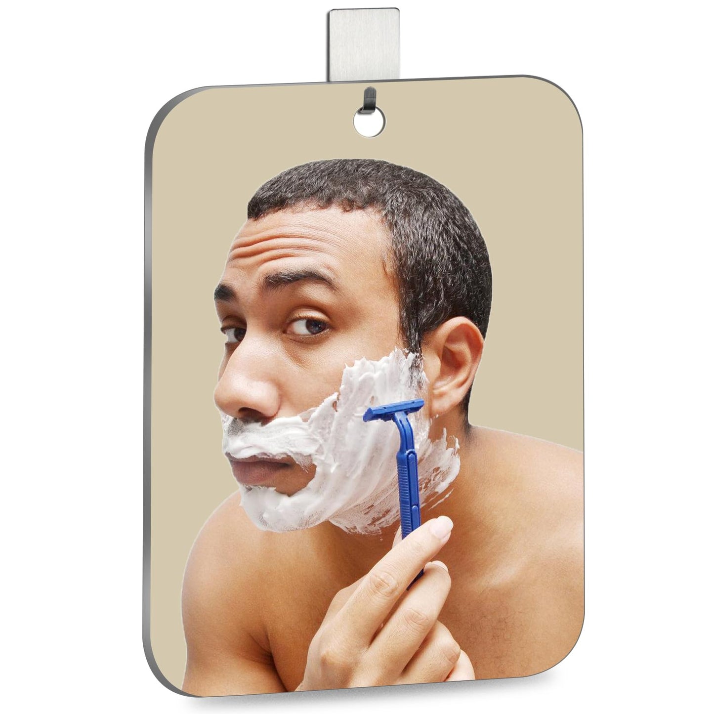 Lager 9.7"x5.7" Shower Mirror for Shaving, Shower Mirror for Shaving and Makeup, Luxury Plastic, Shatter-Proof Wall Hanging and Handheld Locker Mirrors - Perfect for Large Travel and Camping