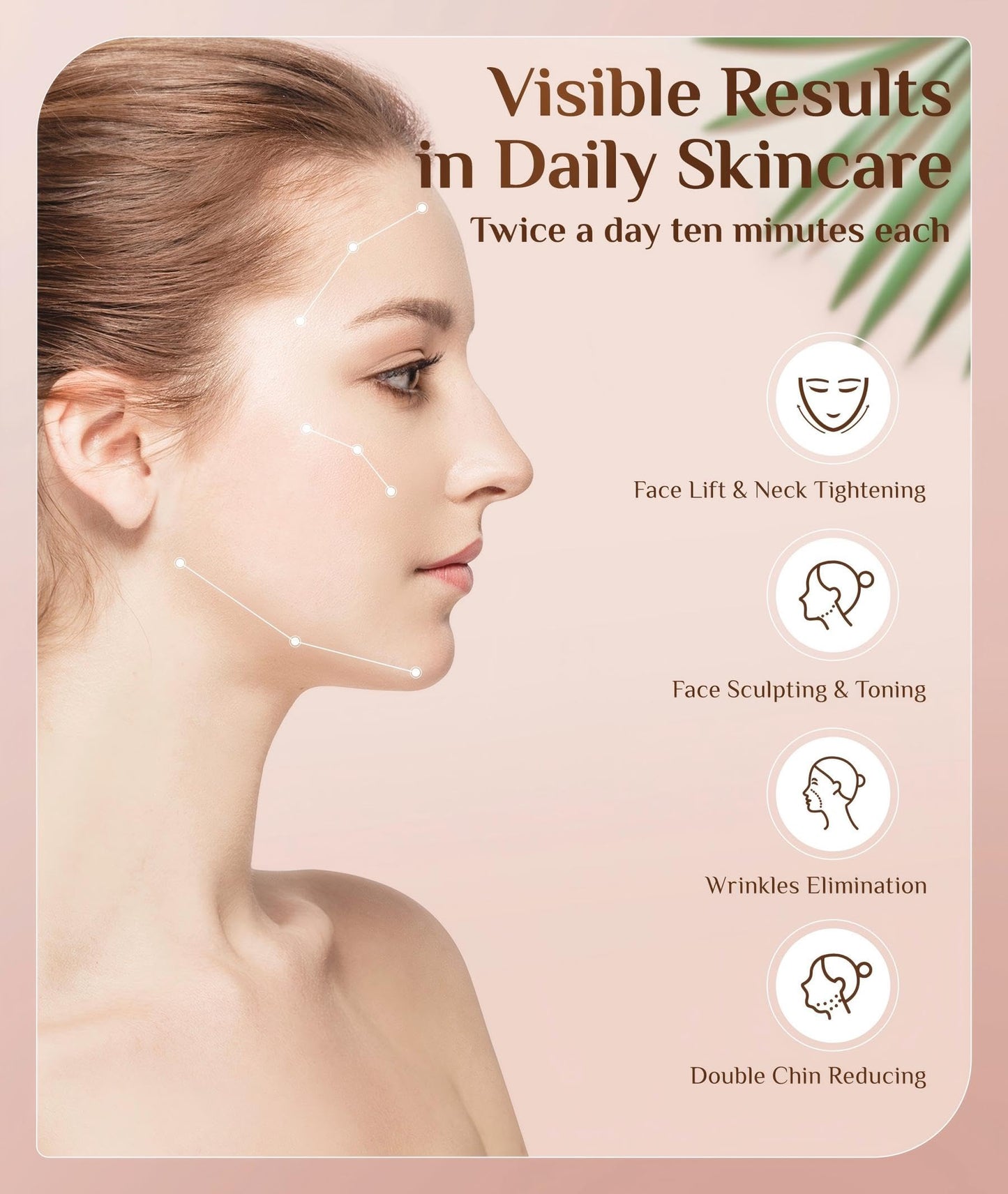 Dopsikn 7 Color Galvanic Machines - Red Light Therapy for Face and Neck, Face Massager Tool for Wrinkles, Double Chin, Vibrating Facial Massager with Thermals, Pink