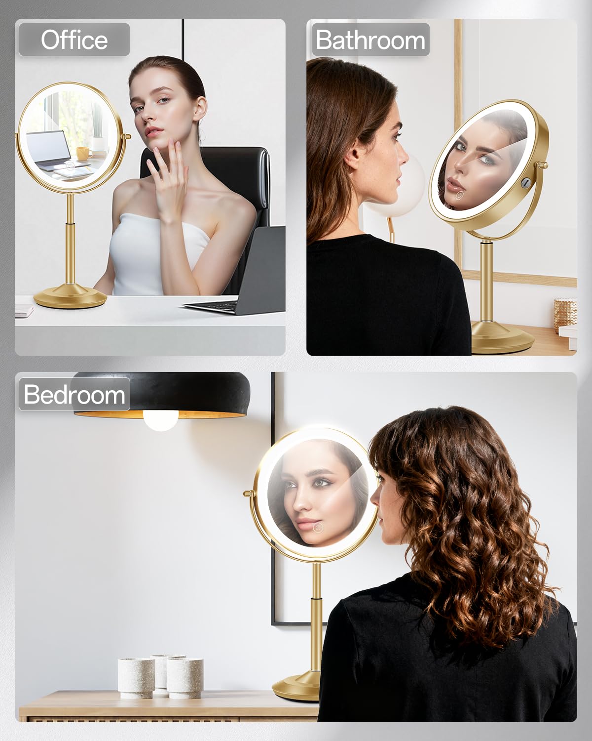 VFD 8'' 30X/1X Magnifying Makeup Mirror with Lights Height Adjustable