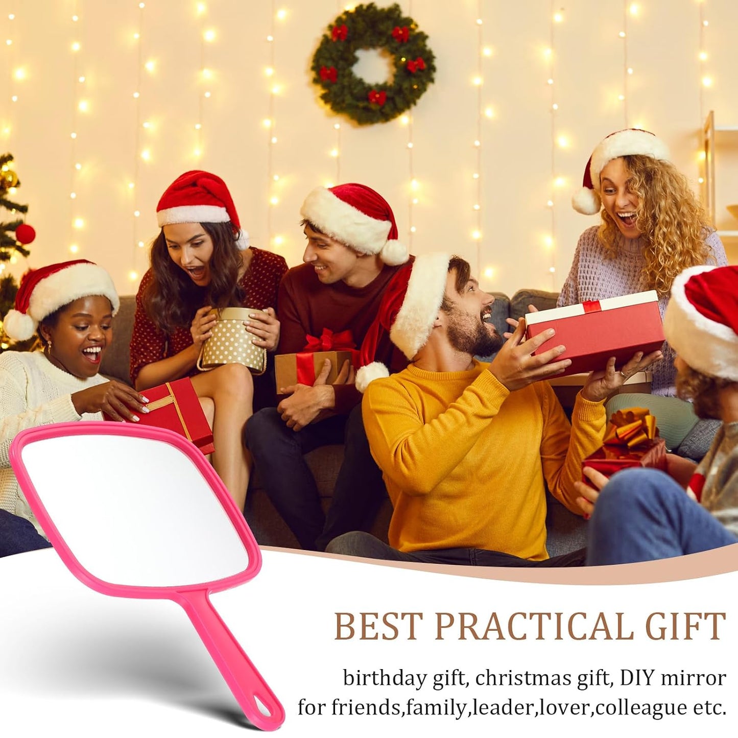 12 Pcs Handheld Makeup Mirrors - Portable Beauty Mirrors for Home, Salon & Travel | 6.69 x 9.45 Inch (Rose Red)