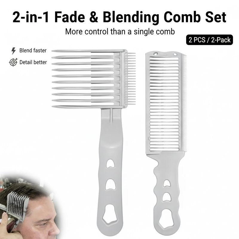 Fade Comb for Men Haircut – Professional Hair Fade Tool with Blending Combs for Fades, 2-Pack Set Designed for Smooth, Clean Haircut Transitions.