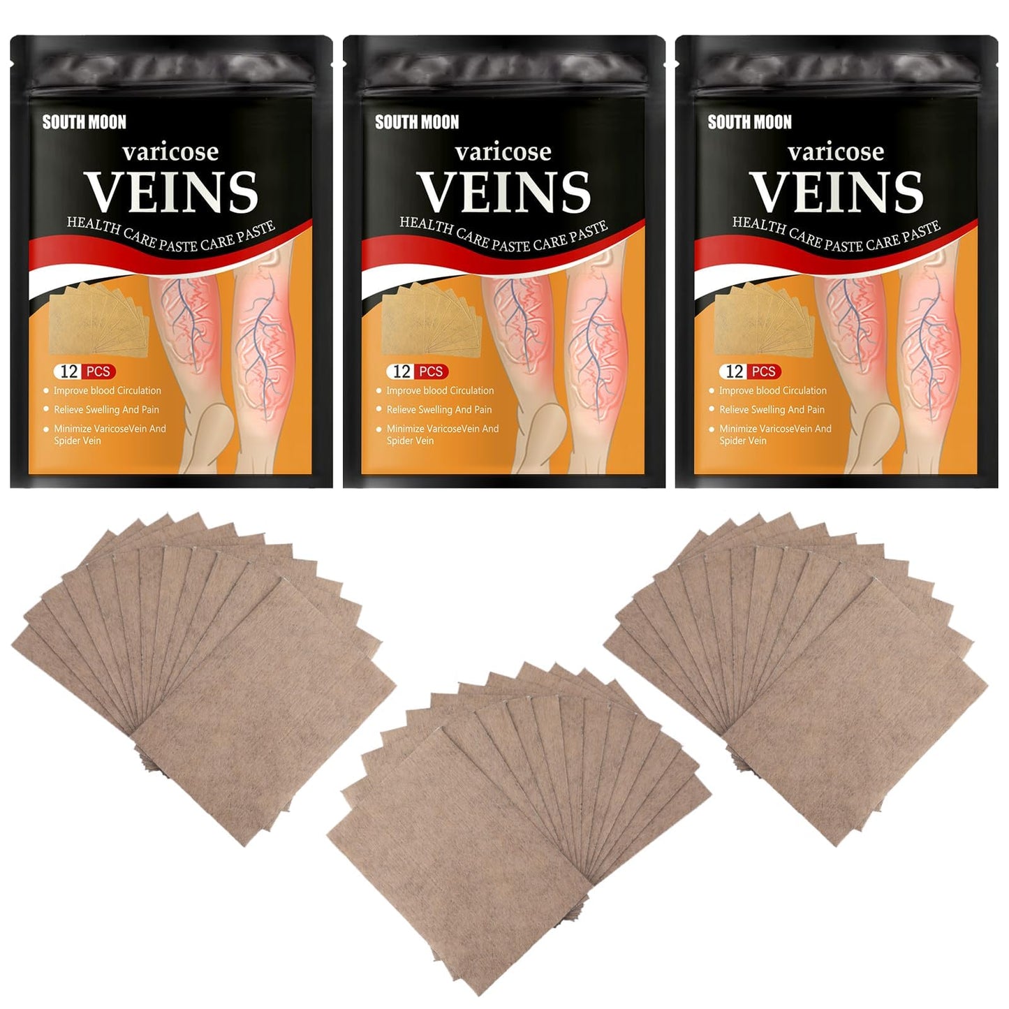 Jawfait 36PCS Varicose Veins Patch - Natural Relief Treatment for Legs, Spider Varicose Vein, Strengthen Capillary Health and Improve Blood Circulation
