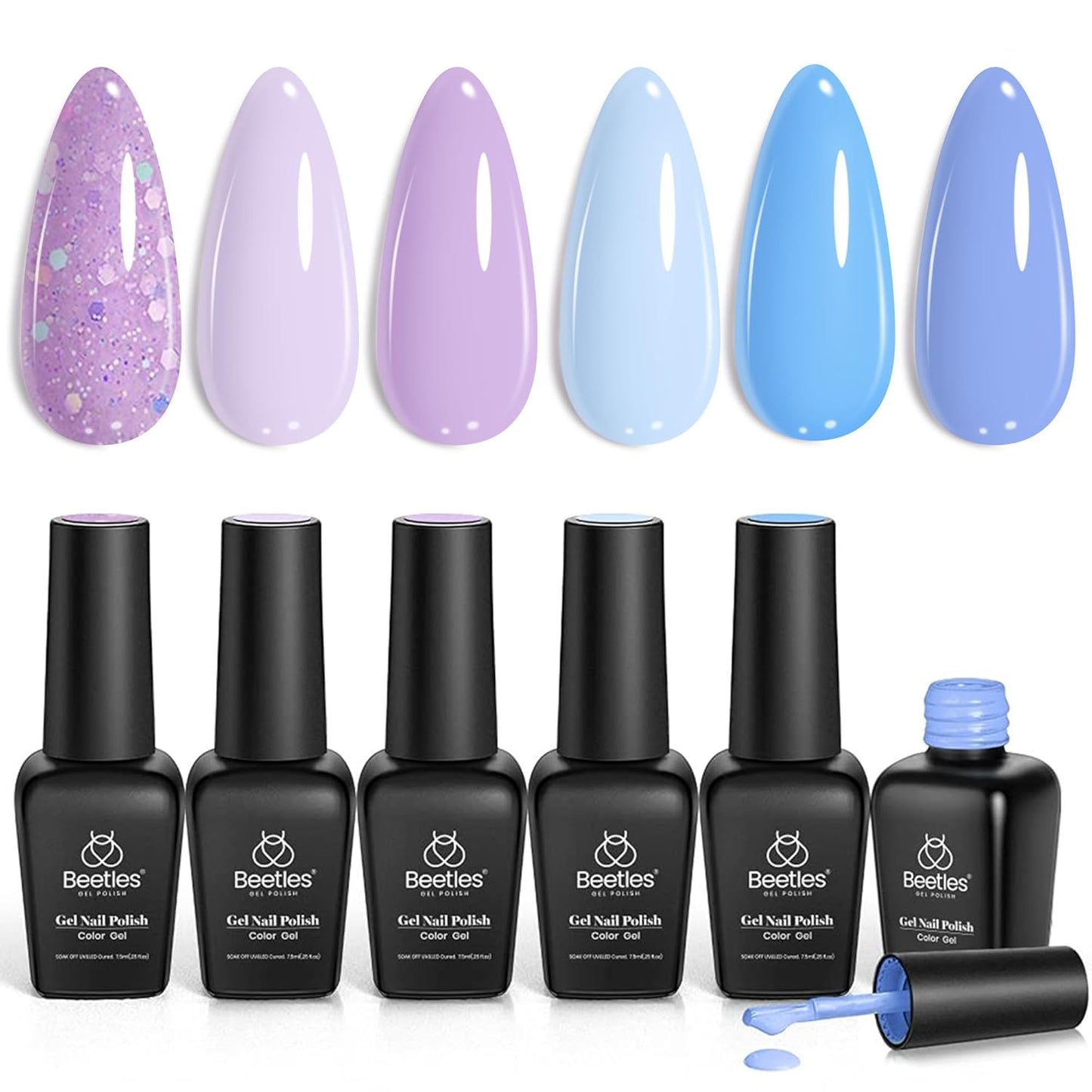 Beetles Gel Nail Polish Kit - 6 Soak Off UV Colors | Long-Lasting Glossy Finish for Salon & Home Manicure
