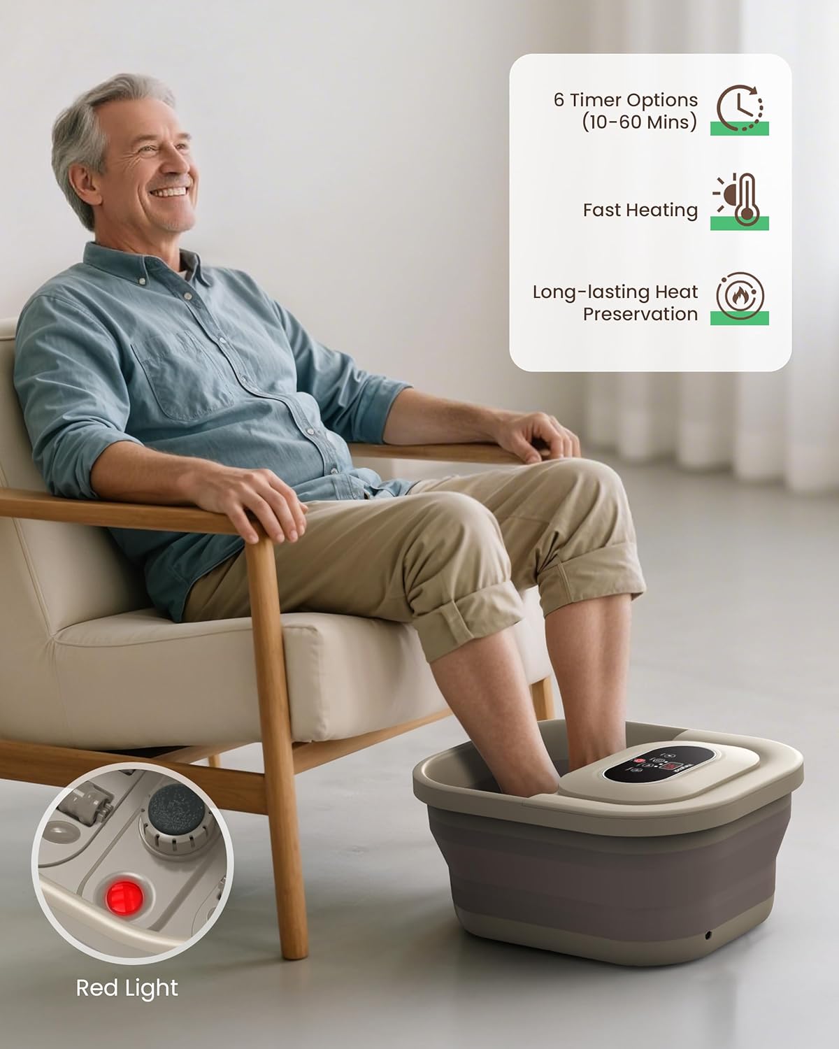Heycool Collapsible Foot Spa - Bubble Bath Massager with 8 Rollers | Relaxation & Stress Relief