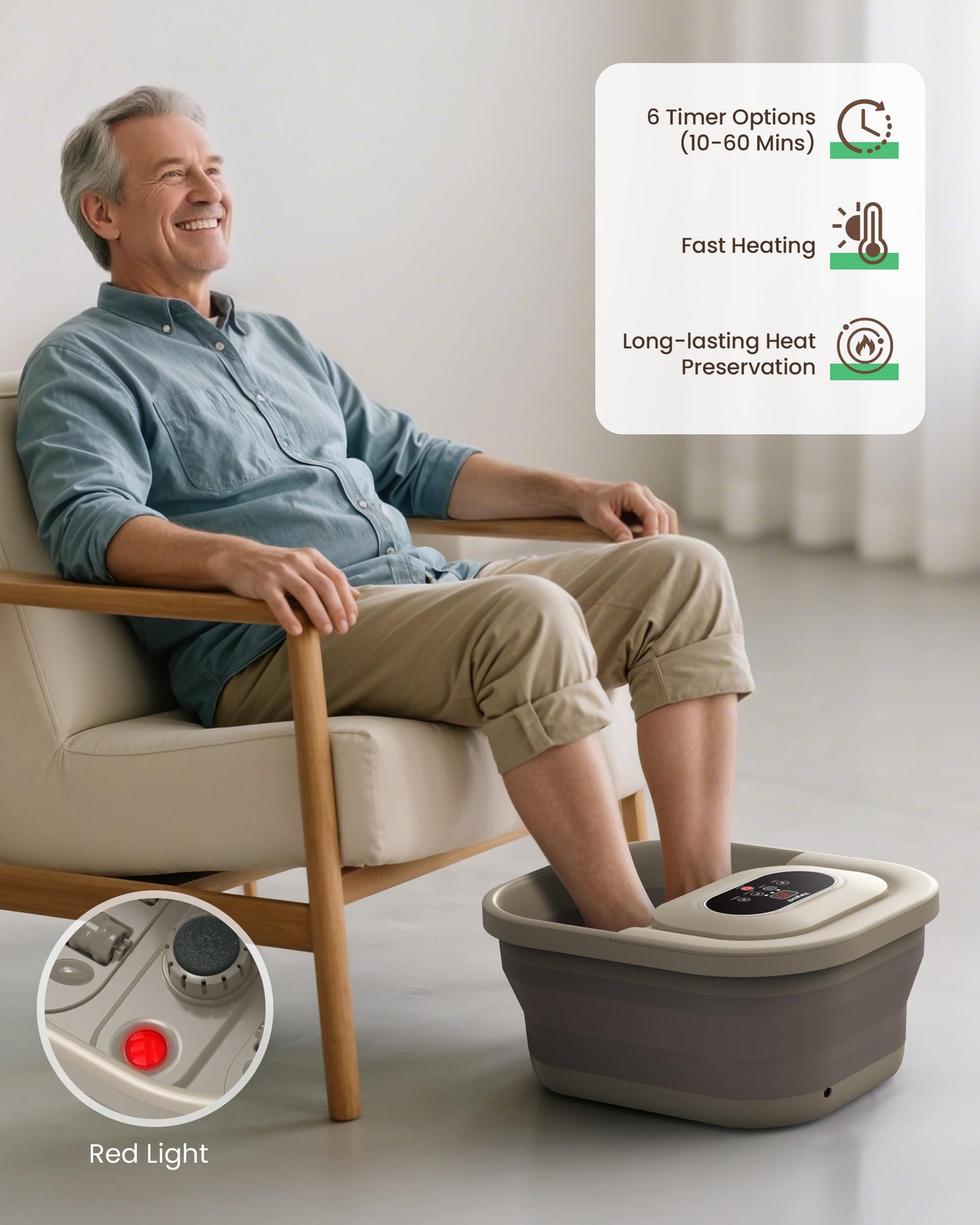 Heycool Collapsible Foot Spa, Bubble, Foot Spa Bath Massager with 8 Massage Rollers, Pumice Stone, Pedicure Foot Bath for Relaxation,Stress Relief
