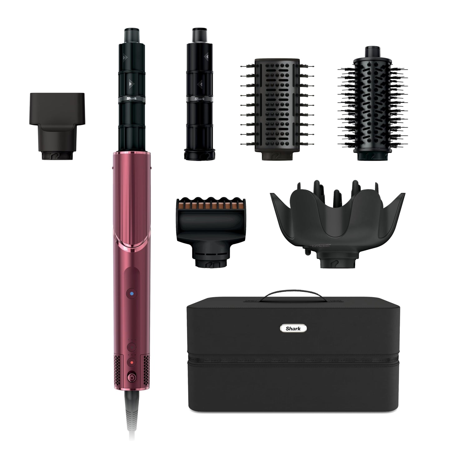 Shark FlexStyle | Air Multi-Styler & Drying System | Hair Dryer Brush for Blowouts with Coanda Auto- Wrap Curlers, Round & Paddle Brush, Diffuser & Concentrator Attachment | Black Cherry | HD457CR