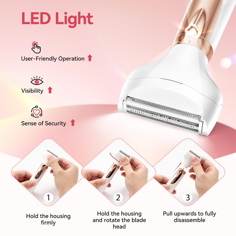 ANLAN 2026 Electric Razors for Women Bikini Trimmer【4in1 Exclusive Painless Blade】 Cordless LED Facial Shaver, Rechargeable Body Hair Removal, 100% Waterproof & Easy Clean, Ideal Beauty Gift for Her