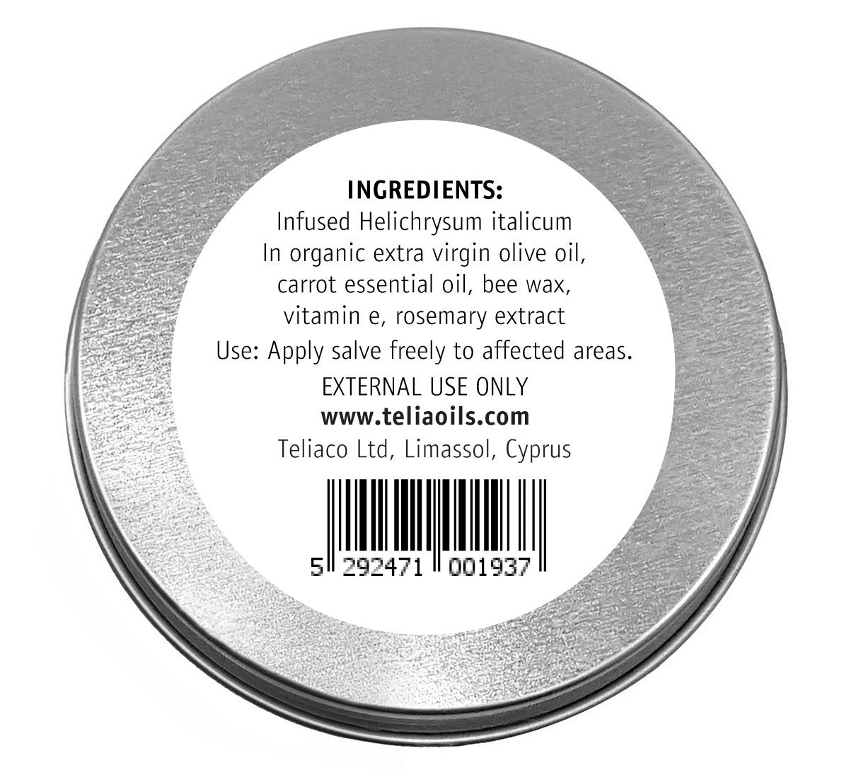 Teliaoils Helichrysum Italicum Multipurpose Salve | Helichrysum Oil | Soothing & Hydrating Relieving Balm | Irritated Skin, Stretch Marks, Varicose Veins & Wrinkles | Adults & Kids | 1.7oz/ 50gr |