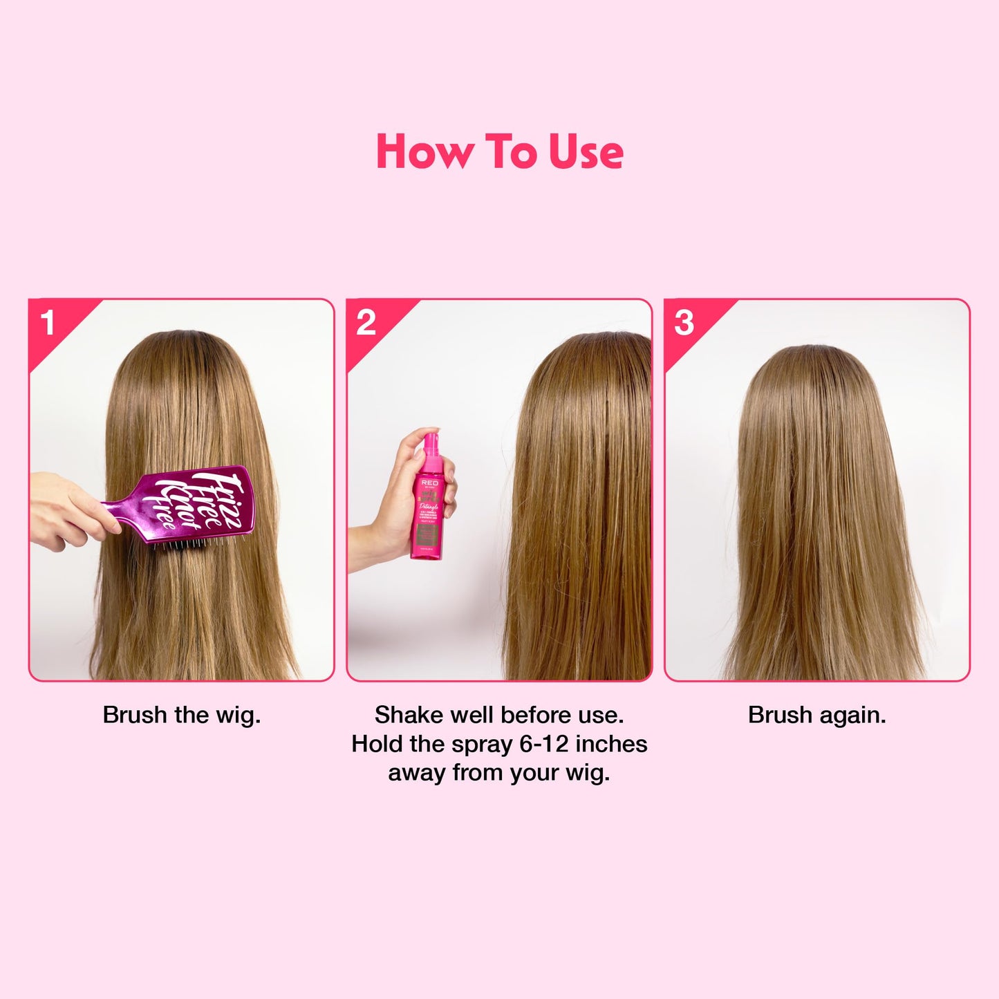 Red by Kiss Wig Spray, Extra Shine & Detangling Control for Remy, Human, Synthetic Hair, UV & Heat Protection, PH Balance & Long-Lasting Fragrance (2oz, Detangling)