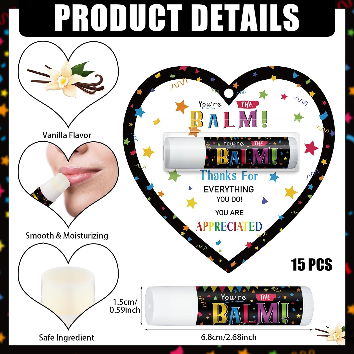 30 Pack Back to School Employee Teacher Appreciation Gifts Bulk Lip Balm Teacher Employee Staff Team Heart Thank You Gift You're the Balm Volunteer Appreciation Party Favors for Women Men Coworkers