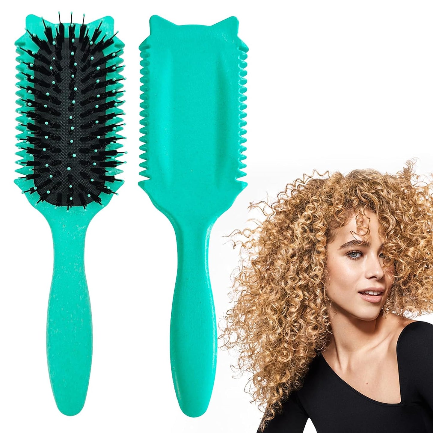 Curl Defining Brush - Curly Hair Detangling & Shaping Tool | Vented Design (Green)