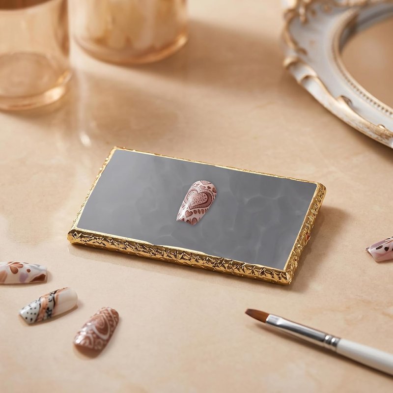 Resin Nail Art Palette - Nail Color Mixing Plate for Creative Designs | Gray