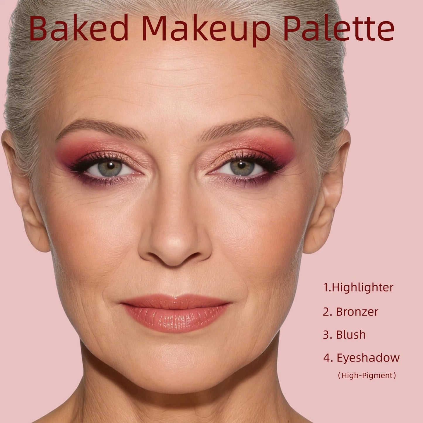 All-in-One Baked Makeup Palette,High-Pigment Eyeshadow, Blush, Bronzer & Highlighter. Buildable, Long-Lasting Formula with Rose Gold & Golden Shimmer. Travel-Friendly full face makeup palette.