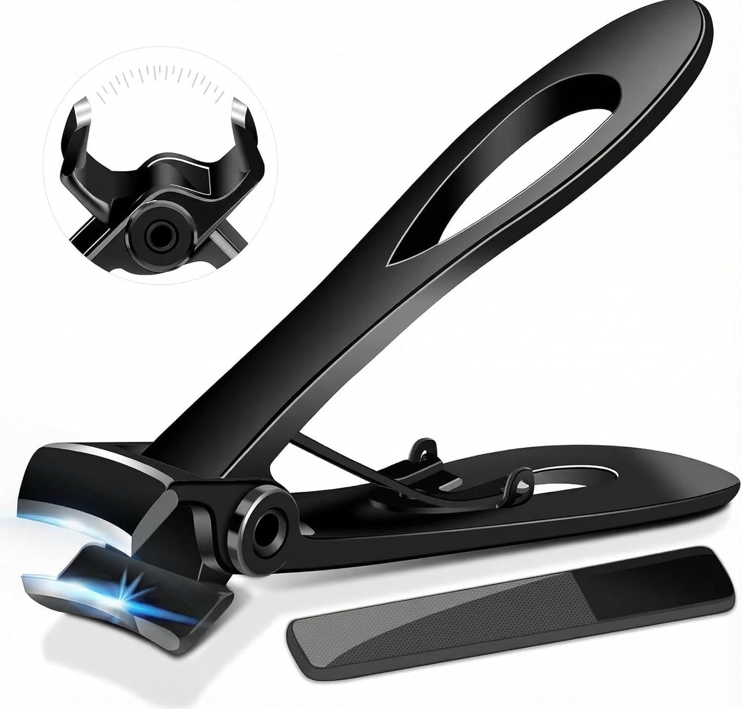 Thick Toenail Clippers for Seniors - Heavy Duty Wide Jaw Nail Cutter | Black
