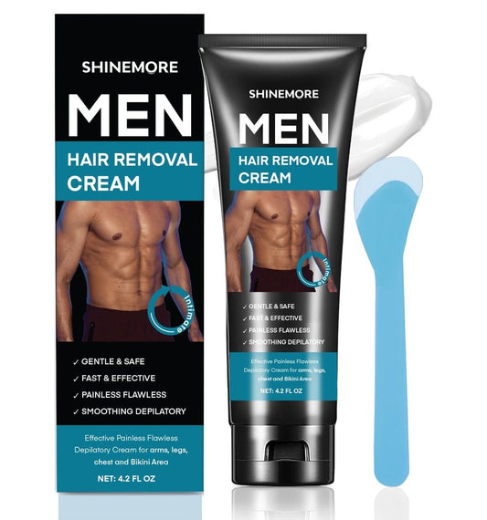 Hair Removal Cream for Men: Effective Painless Flawless Soothing Depilatory Cream for arms legs chest and Pubic Area - Suitable for All Skin Types 4.2 OZ