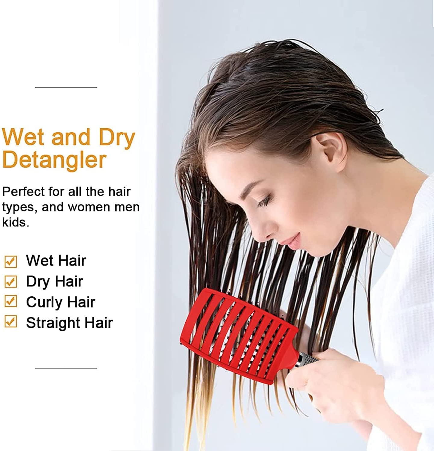 Ultra Detangling Brush - Magical Hairbrush for Wet or Dry Hair | Fast Drying, Massage Design (Pink & Purple)