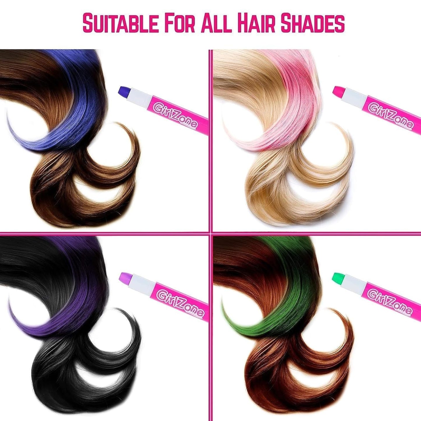 Hair Chalk Set for Kids - 10-Piece Temporary Color Kit | Easy Apply & Remove, Vibrant for Dress Up Parties