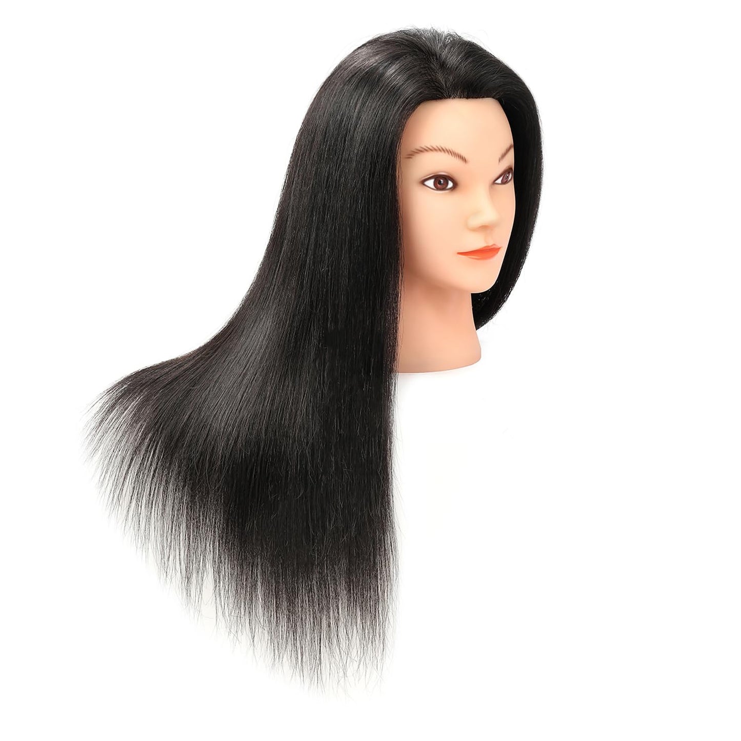 Human Hair Mannequin Head - Realistic Training Head for Hairdressers | Natural Black with Stand