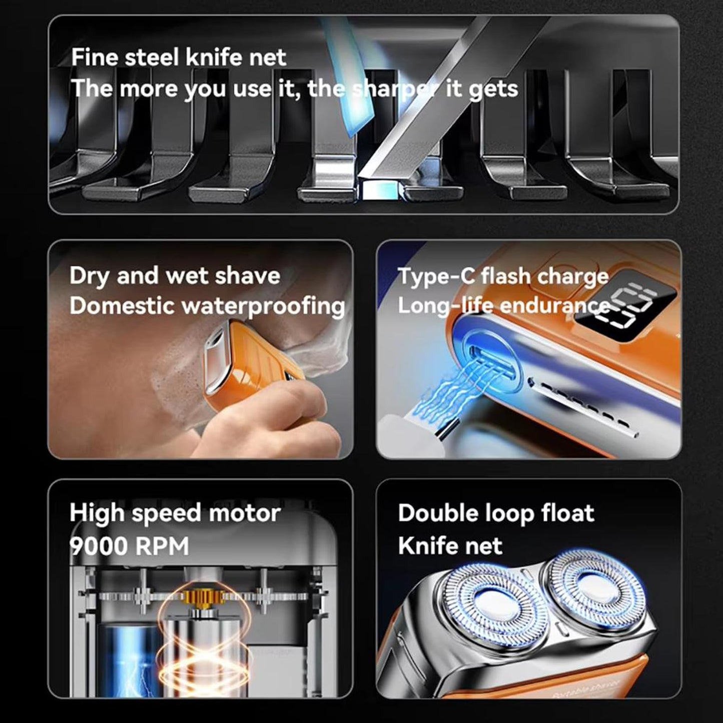 Cowenhey Portable Electric Shaver - LED Display Dual-Head Pocket Shaver, Mini USB Rechargeable Travel Razor, One-Button Operation, Long-Lasting Battery, for Home & Travel (Blue)