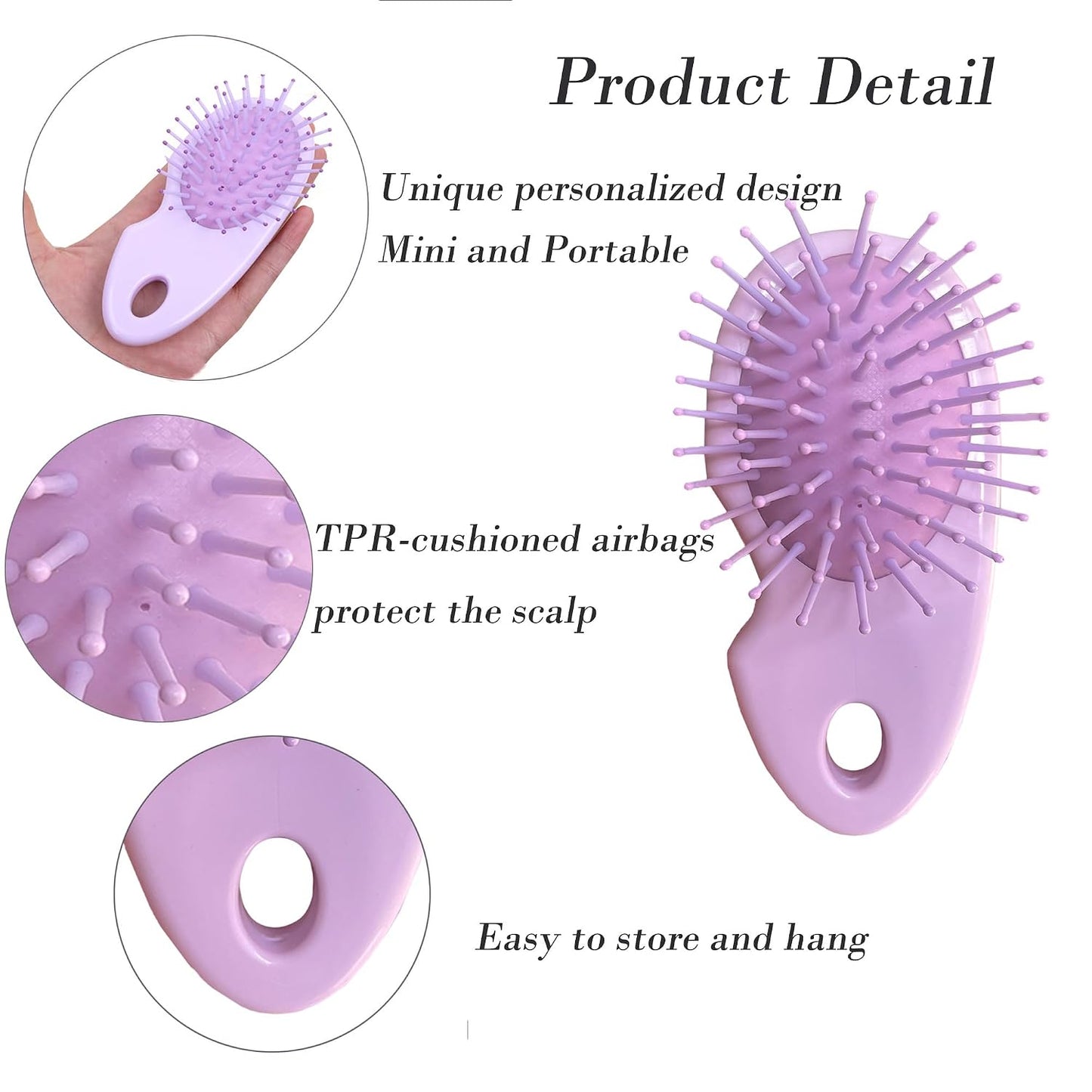 Mini Wet Hair Brush Set | Detangling Comb for Women, Girls & Kids - Travel-Friendly, Purple
