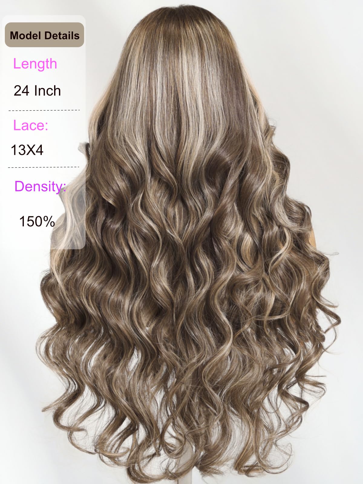 UNICE 13x4 Lace Front Wig Human Hair Body Wave,Pre-Everything Glueless Wig Pre-Plucked Pre-Cut,Ash Brown Blonde Highlight Wavy Drawstring Wig, Face Framing Layers,No Slip,Ready to Wear 16 inch