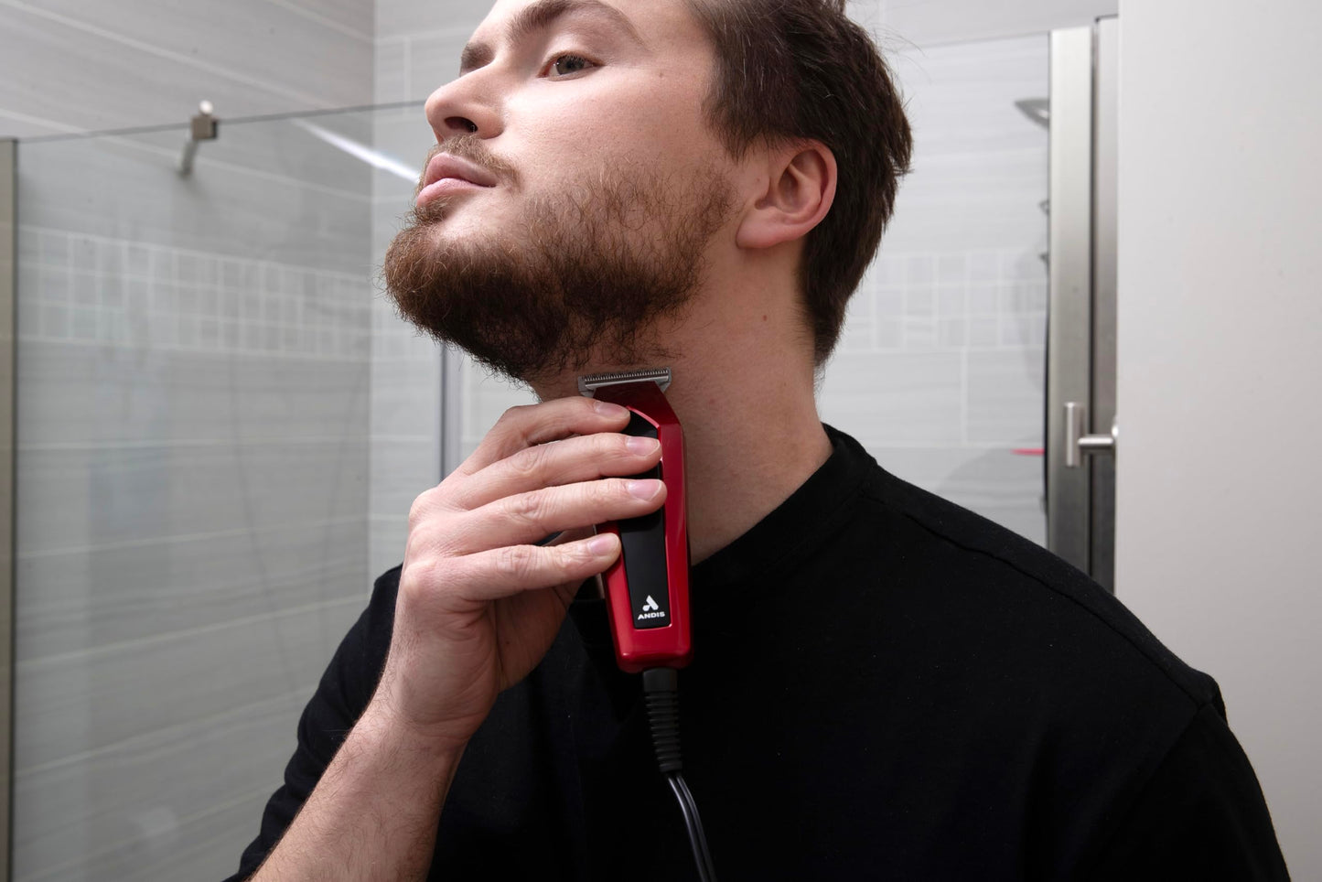 Andis 562940 Ultra Clip Corded Clipper & Trimmer 15-PieceHair Cutting Combo Kit, Stainless Steel Blades, Power Pivot Motor, Whisper Quiet, Hanger Loop, Red