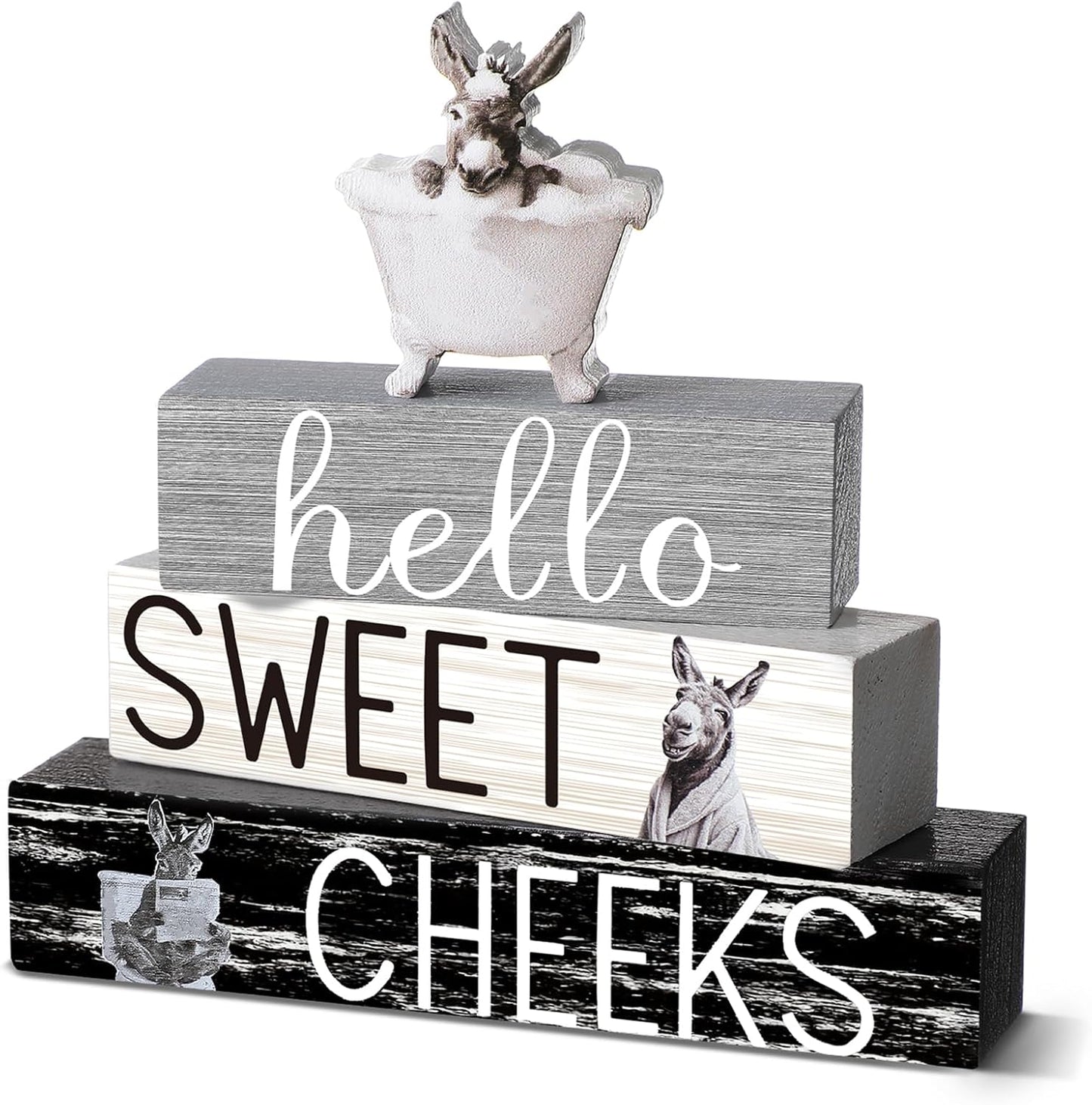 Highland Cow Bathroom Decor | 4 Pcs Farmhouse Style Table Centerpiece for Christmas & Valentine's Day