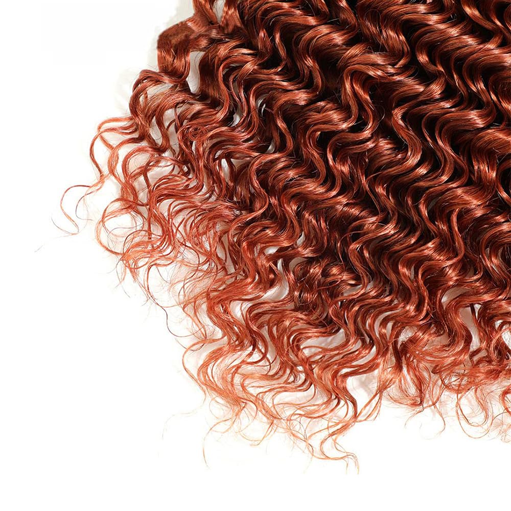 #33 Brown Bundles Human Hair Deep Wave Bundles 24 26 28 Inch Light Brown Unprocessed Brazilian Virgin Hair 3 Bundles Deals Quick Weave Hair Extensions 50 Gram Per Bundle