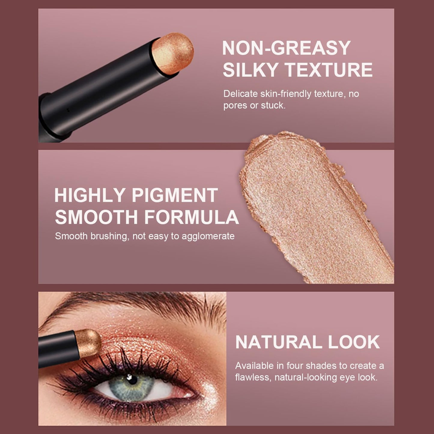 Neutral Eyeshadow Stick Combo Set - 6 Metallic Shades for Effortless Daily & Party Makeup | Long-Lasting, Waterproof
