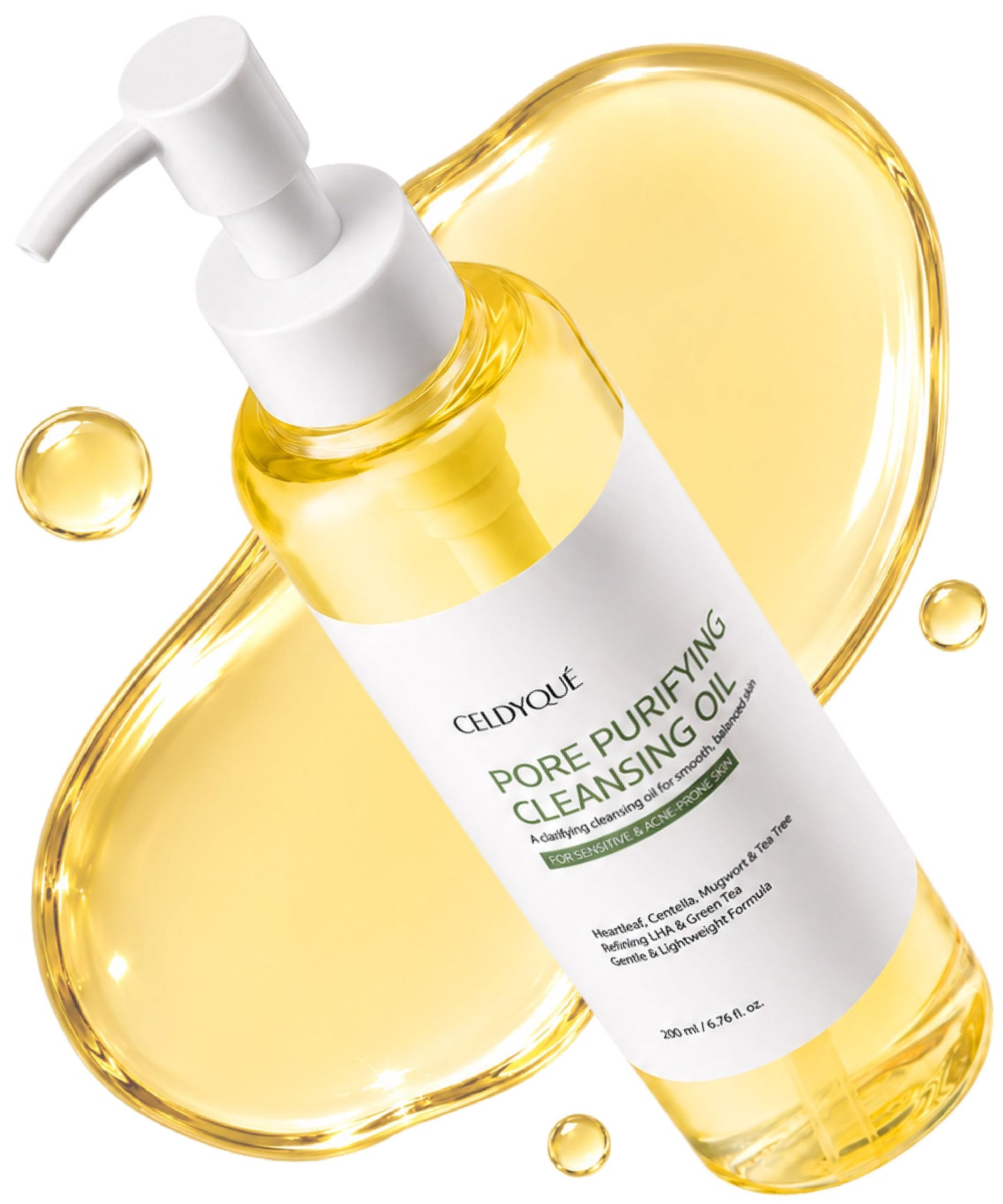 Korean Cleansing Oil Makeup Remover w/ LHA Centella Tea Tree Heartleaf Murwort & Green Tea | Lightweight Deep Pore Cleaner for Blackheads Sebum Waterproof Sunscreen & Sensitive Acne-Prone Skin 6.7 Oz
