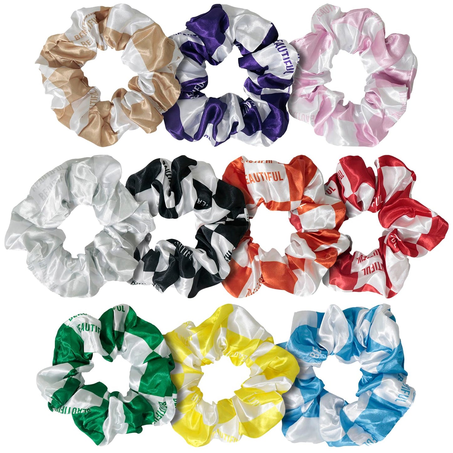 Cute Design Scrunchies - Elastic Hair Ties for All Hair Types | XL Soft Ponytail Set with Ribbon