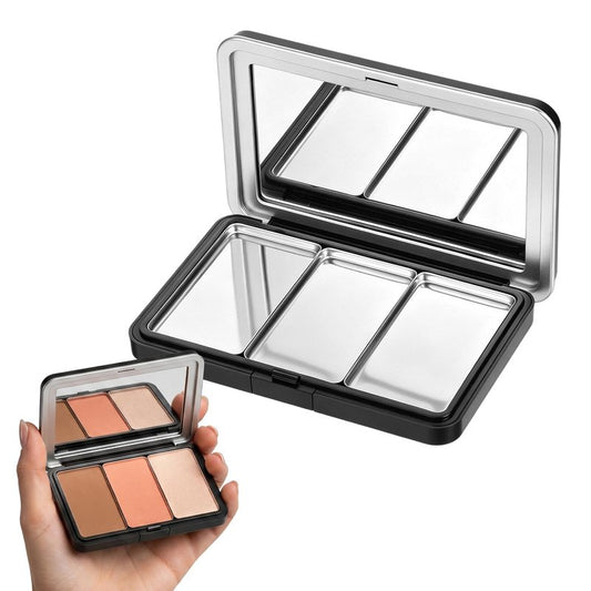 Empty Magnetic Eyeshadow Palette, Refillable Magnetic Makeup Palette Empty with Mirror for DIY Makeup Eyeshadow Powder Blush Lipstick Highlight(3 Compartments)