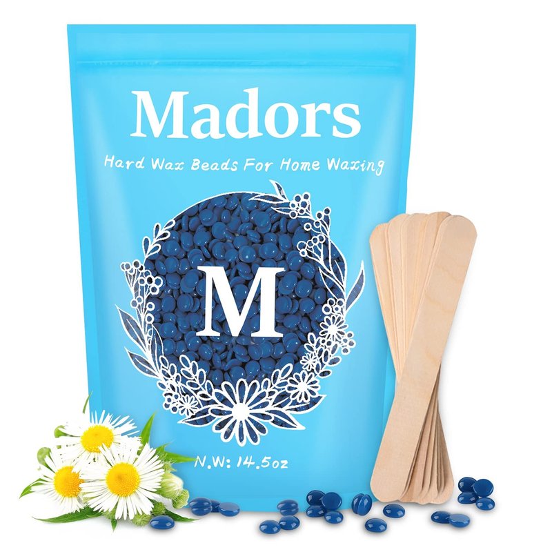 Hard Wax Beans Kit for Hair Removal - Madors 1lB Brazilian Underarms Body and Chest Large Refill Wax Beads for Wax Warmer