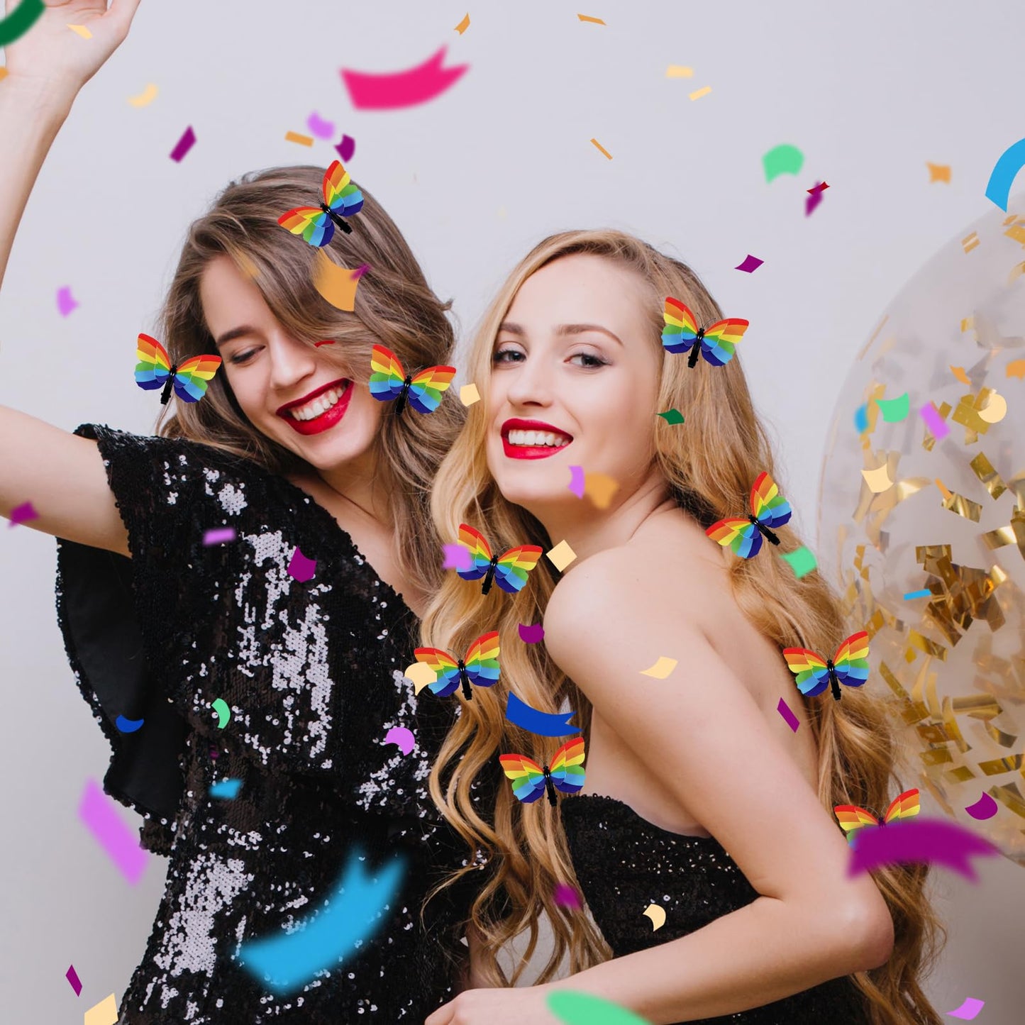 6 Pcs Pride Rainbow Butterfly Hair Clips with Tassel Earrings Gay Pride Day Hair Accessories Pride Earrings LGBT Rainbow Accessories for Women Girls Men LGBT Pride Day Parades Celebrations Decorations