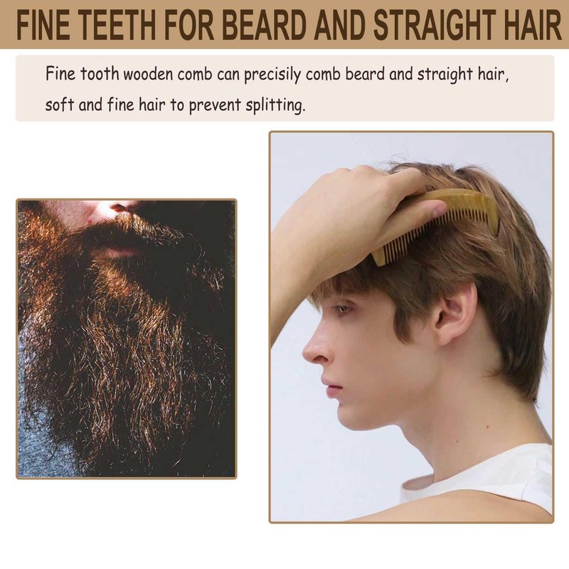 Moreinday Wooden Comb for Hair and Beard, Wood Comb for Scalp Massage and Distribute Oils - Green Sandalwood