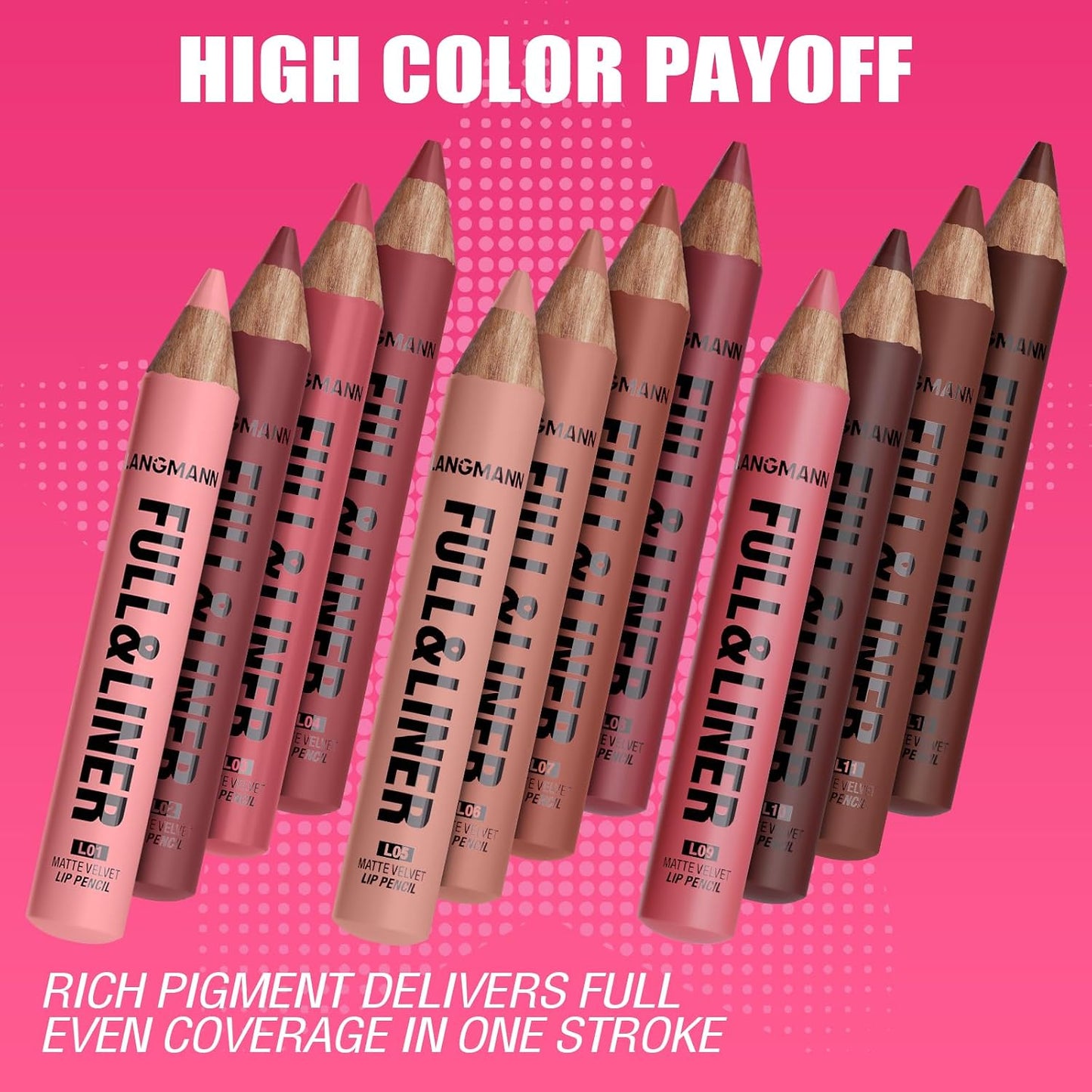 Matte Velvet Lip Liner Pencil Set - 12 Highly Pigmented, Smudge-Resistant Vegan Pencils for Shaping & Contouring