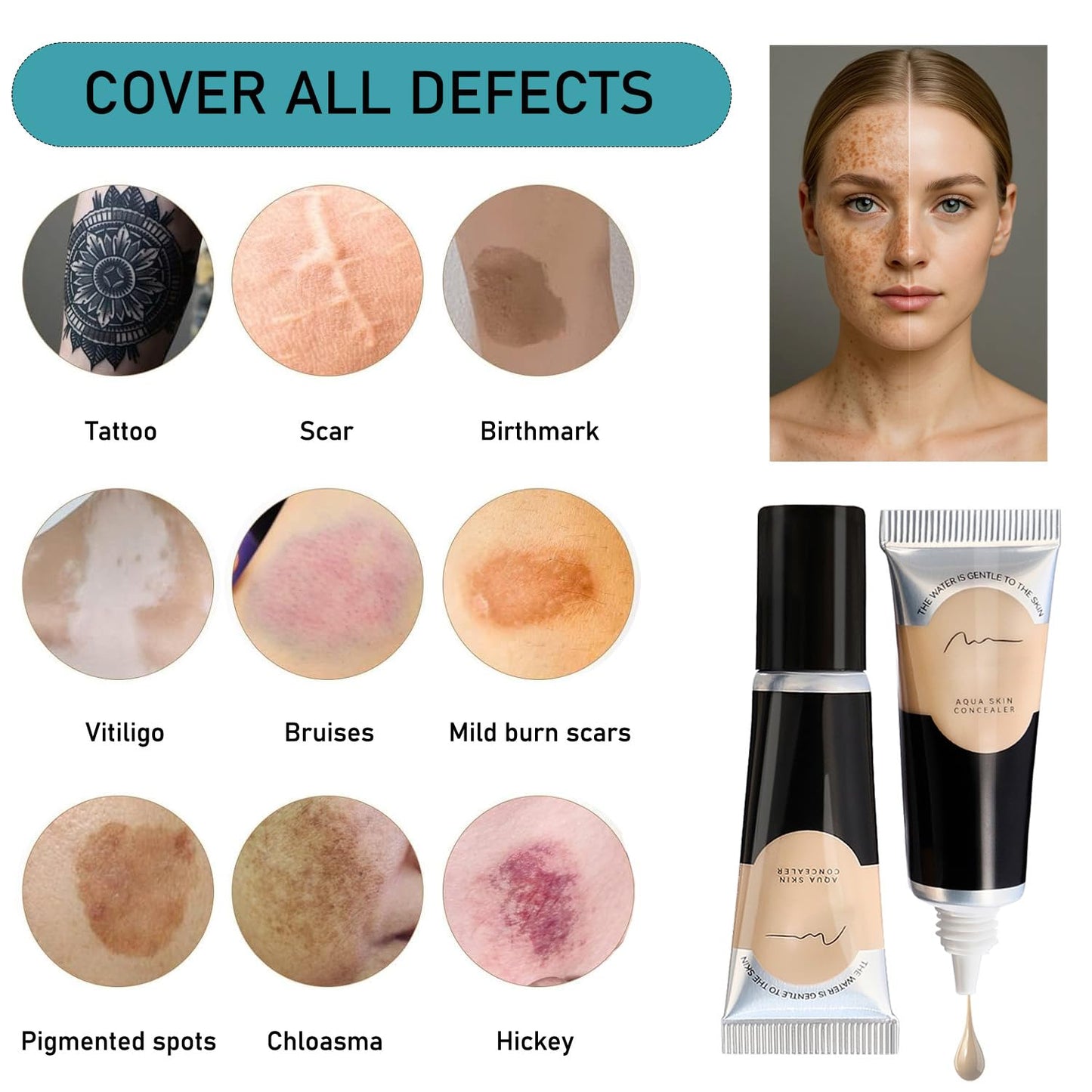 Tattoo Cover Up Makeup - Waterproof Leg & Body Concealer | Ivory White, No Transfer Formula
